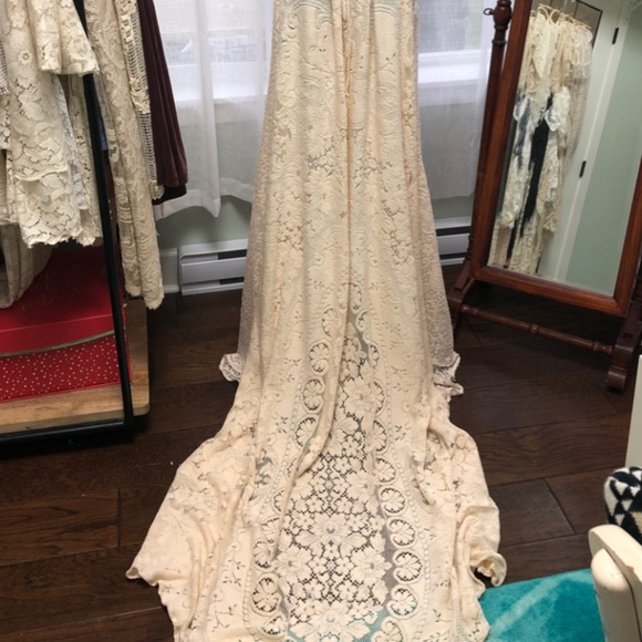 Reclaimed Lace Wedding Dress+ Vintage Slip - Picture 7 of 8